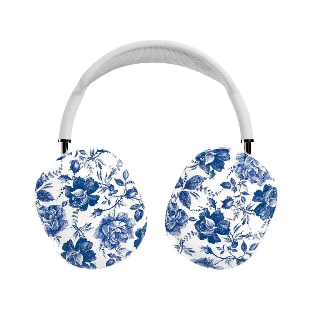 Rose to Fame | Blue & White Rose Floral AirPods Max Case
